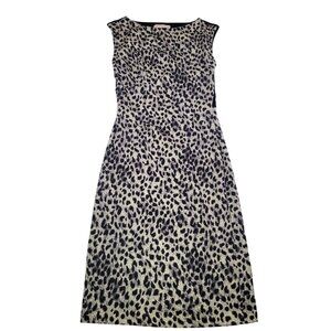 Rebecca Taylor Women Elegant Casual Leopard Print Sleeveless Midi Dress Size XS